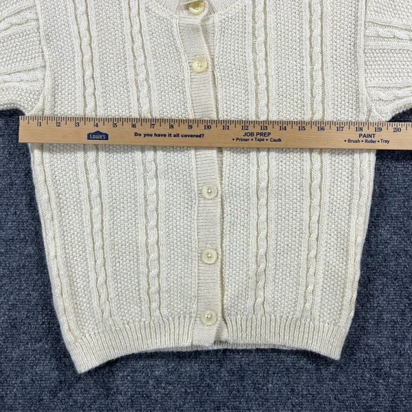 Vintage LL Bean Sweater Womens Medium White Mohair Button Cardigan 80s - Picture 5 of 8